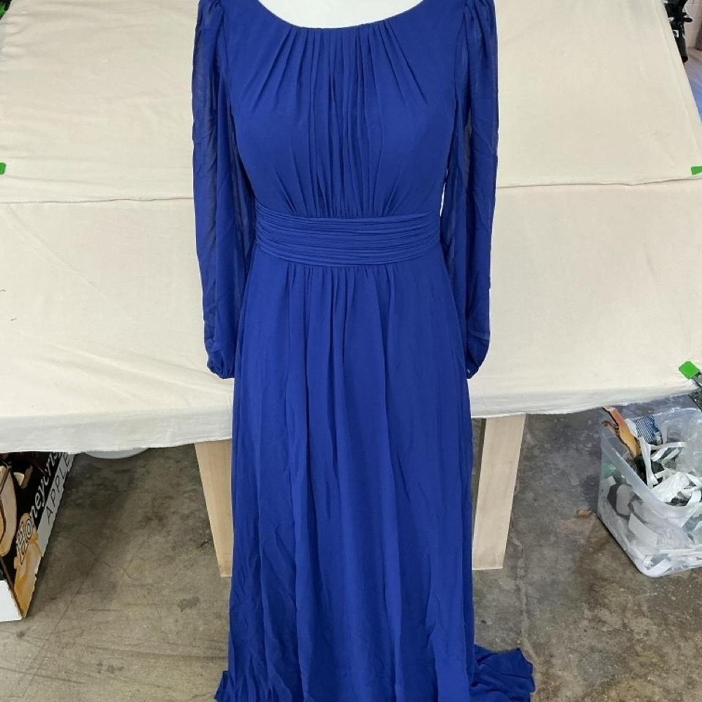 Women's‎ Royal Blue Chiffon Long Sleeve Maxi Dress | NWT